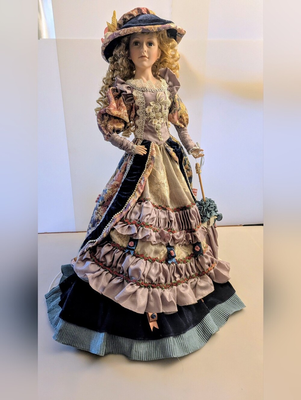 Vintage Topp Collection 27" Victorian Style Porcelain Doll. Stamped On The Back